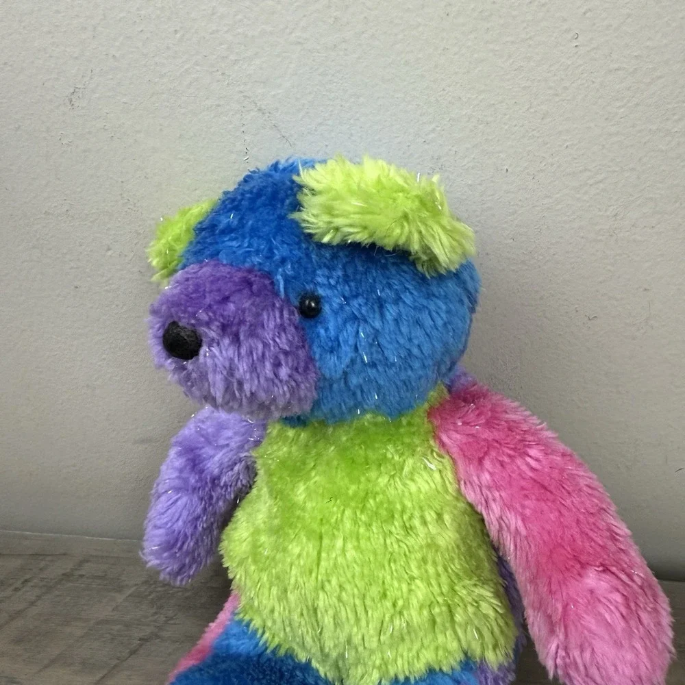 Vtg Swibco Cosmo Teddy Bear Plush Color Block Glitter 2000 Stuffed Animal HTF